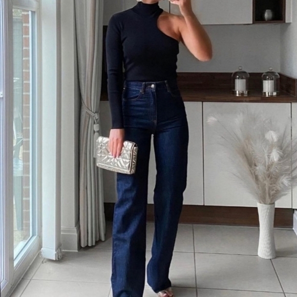 ZARA The New Daddy Straight Leg Raw Hem Jeans Size 6 - Picture 16 of 16